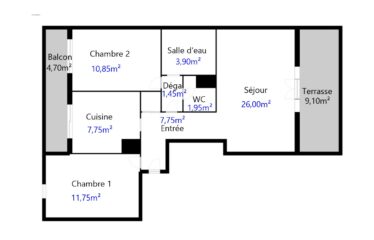 Chutes Lavie T3 terrasse avec box parking
